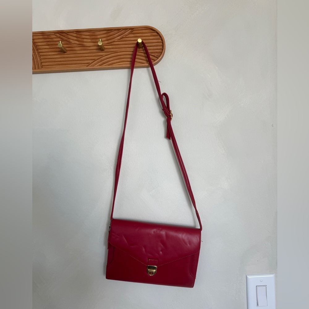 red leather purse